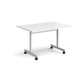 Rectangular fliptop meeting table with silver frame