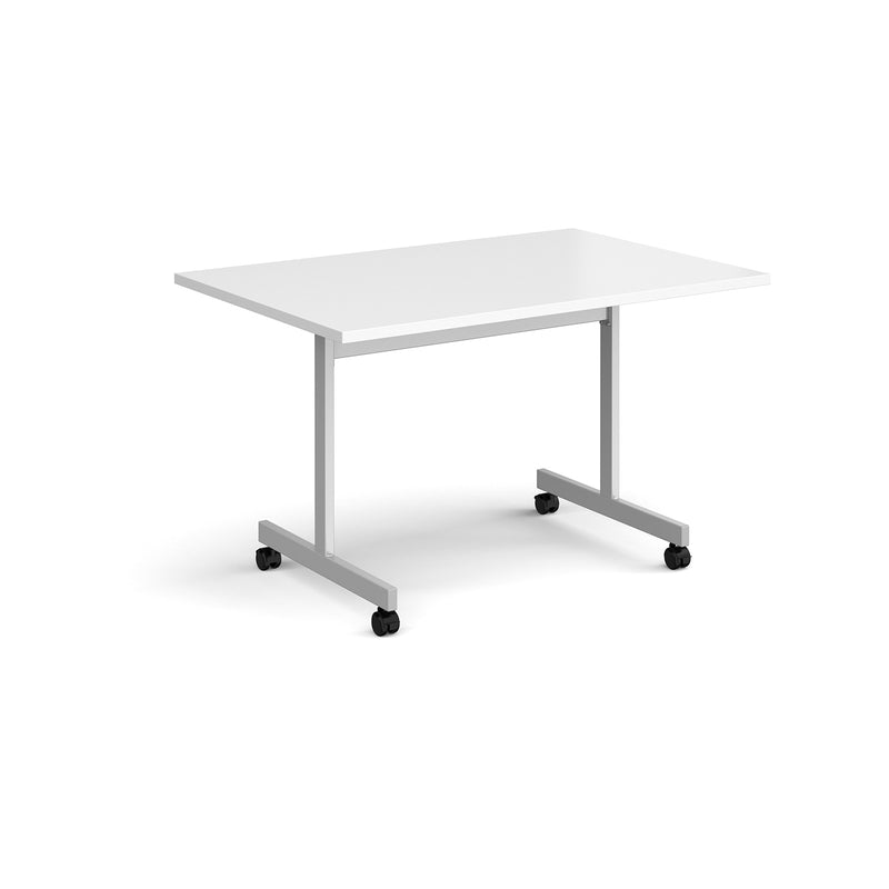 Rectangular fliptop meeting table with silver frame