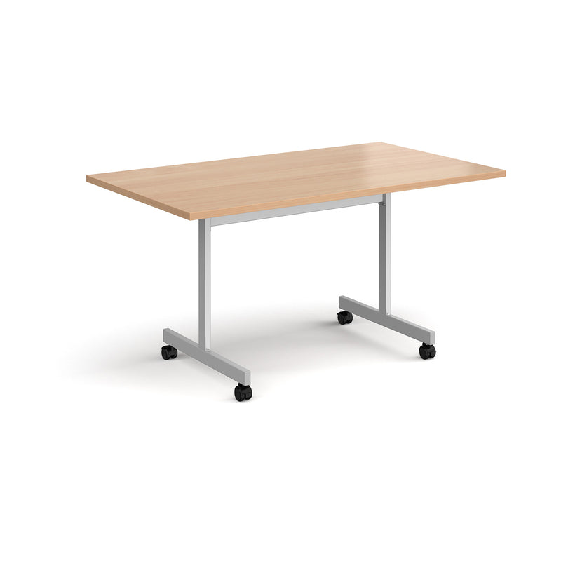 Rectangular fliptop meeting table with silver frame