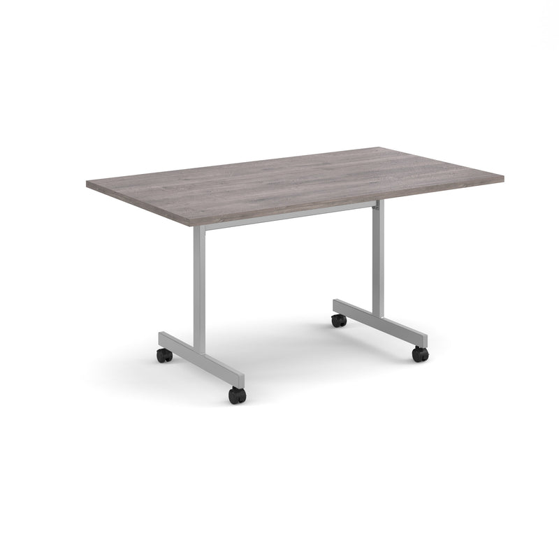 Rectangular fliptop meeting table with silver frame