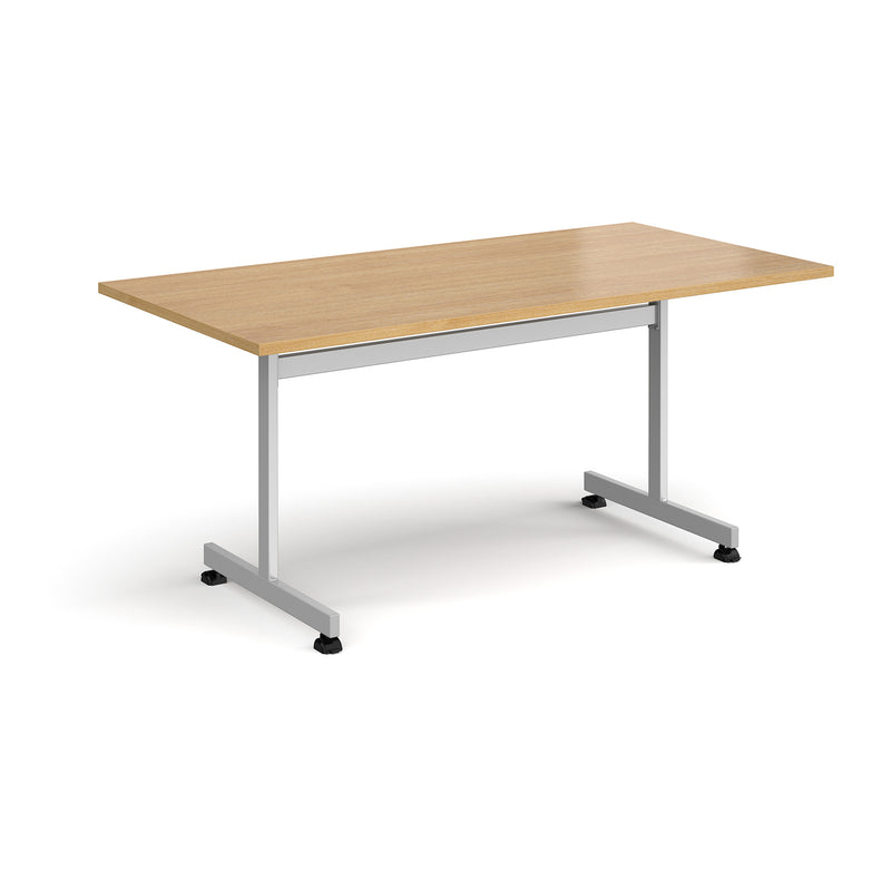 Rectangular fliptop meeting table with silver frame