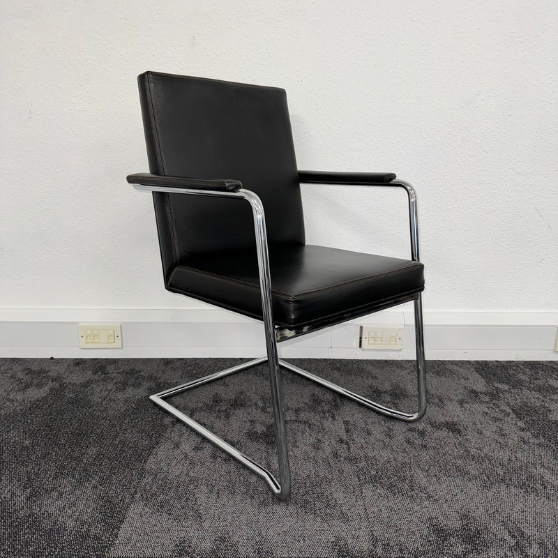 Used William Hands Black Leather Boardroom Chairs