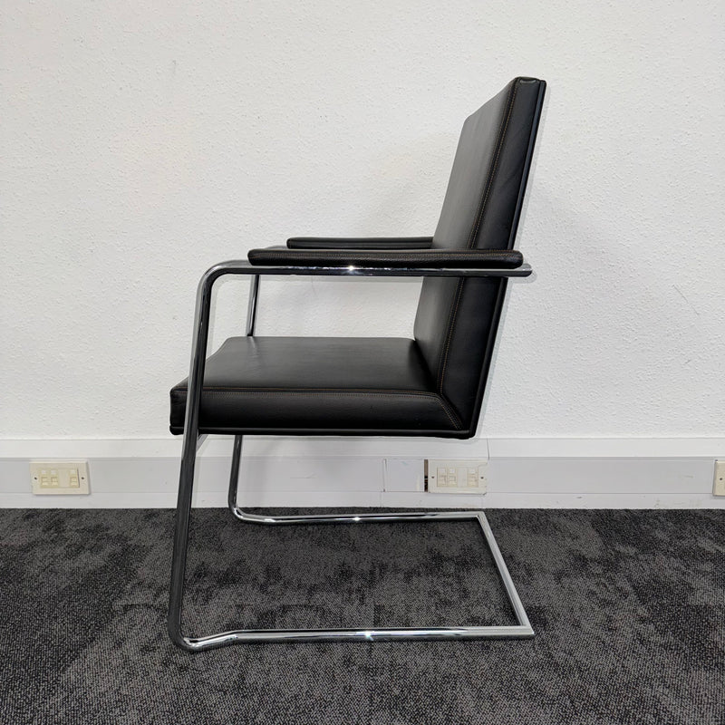 Used William Hands Black Leather Boardroom Chairs