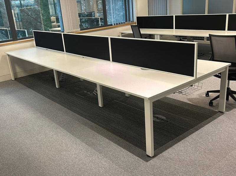 Used Senator Bench Desks with Cable Tray and Screen