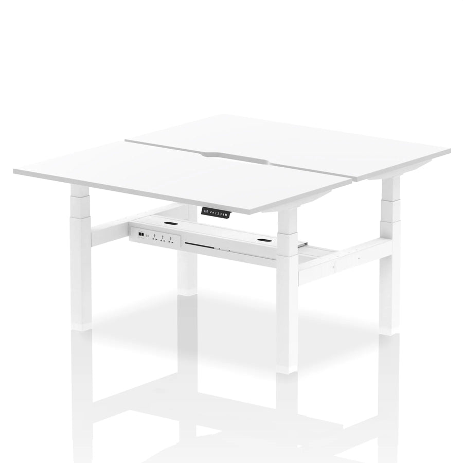 Back To Back Height Adjustable Bench Desks with Integrated Power