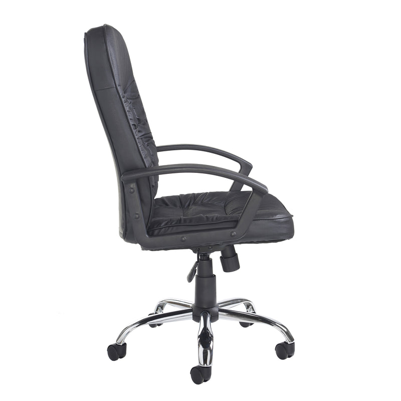 Hertford high back managers chair - black leather faced