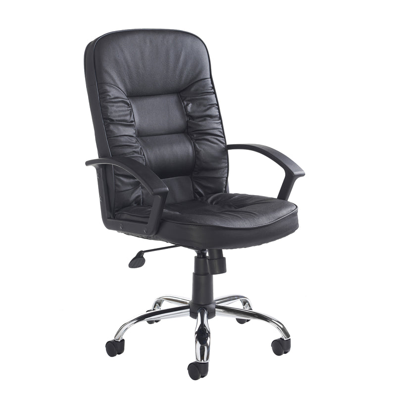 Hertford high back managers chair - black leather faced