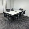 Used Herman Miller Abak Meeting Table With Power & 6 Eames Style Meeting Chairs