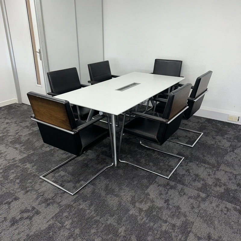 Used Herman Miller Abak Meeting Table With Power & 6 William Hands Meeting Chairs