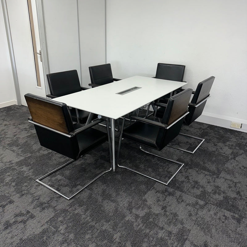 Used Herman Miller Abak Meeting Table With Power & 6 William Hands Meeting Chairs