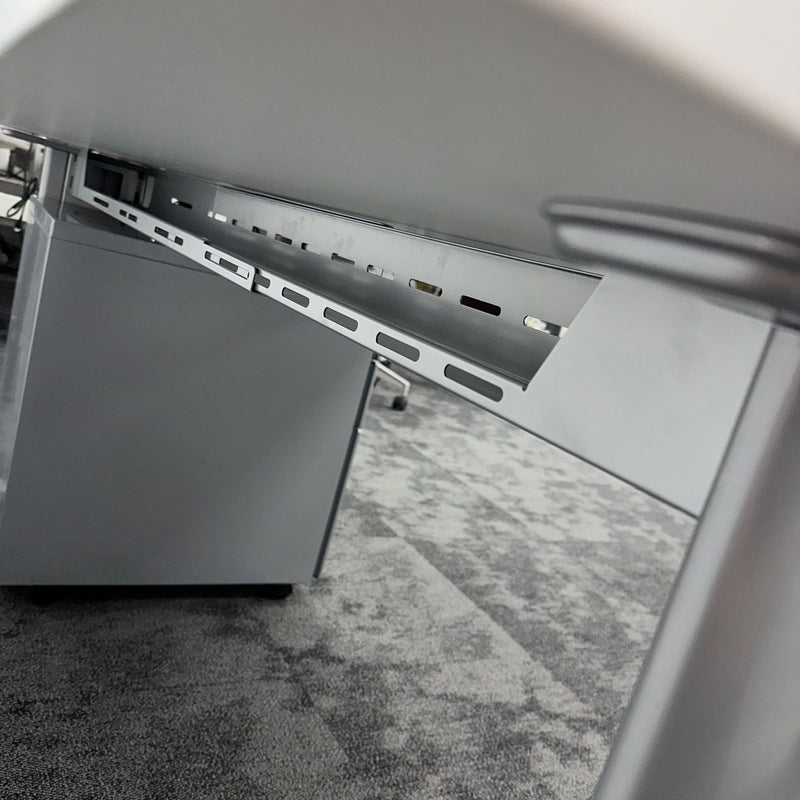 Used White Straight Desk + Pedestal