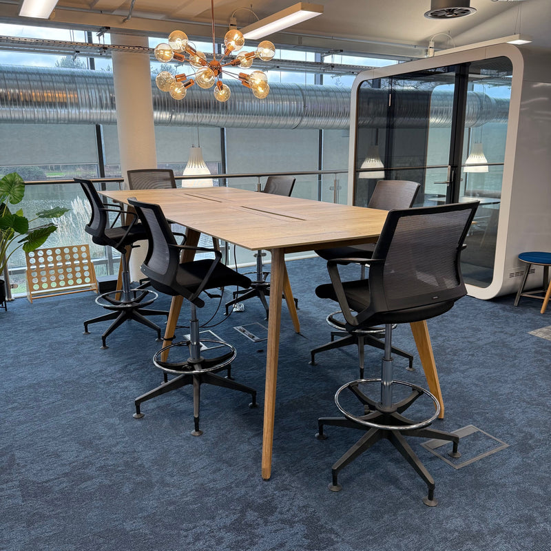 Used Sven High Table with 6 Verco Draughtsmans Chairs