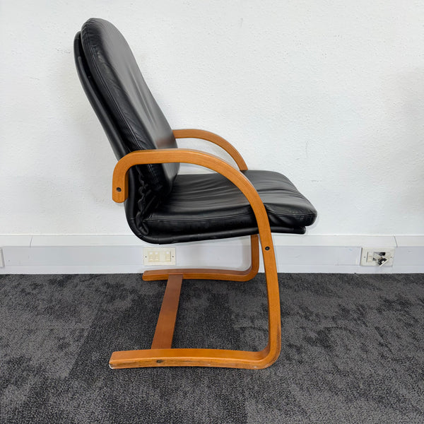 Used Black Leather Visitors Chair