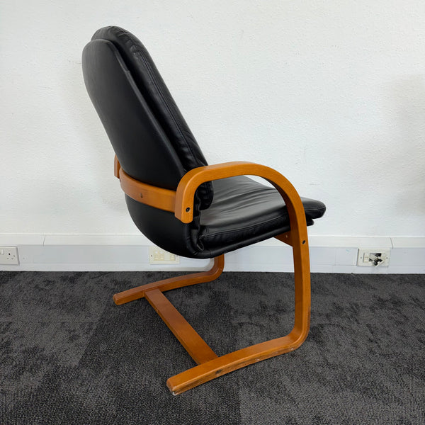 Used Black Leather Visitors Chair