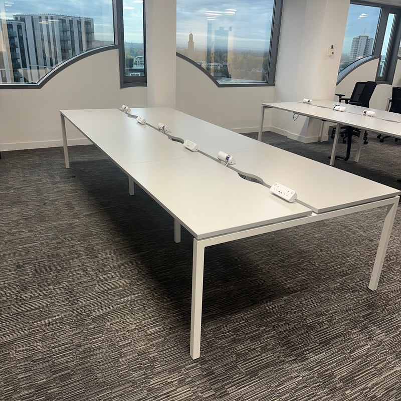 Used Nova Bench Desk with Desktop Power and Cable Trays - Available in Bank of 4,6,8