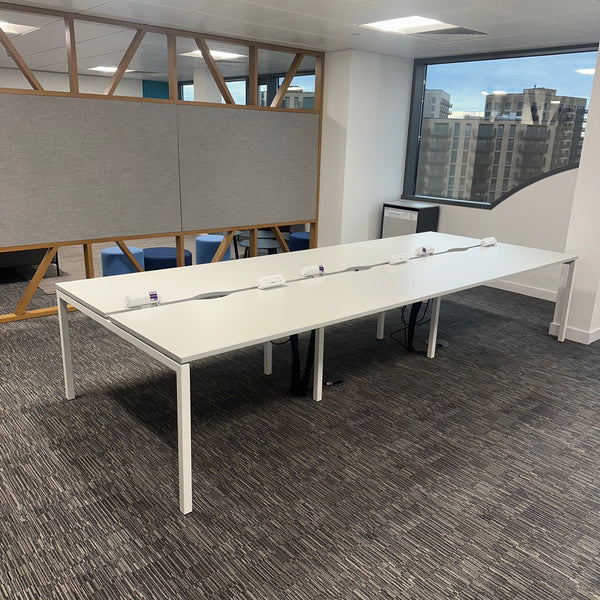 Used Nova Bench Desk with Desktop Power and Cable Trays - Available in Bank of 4,6,8