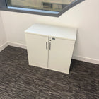 Used White Desk High Storage Cupboard