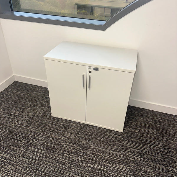 Used White Desk High Storage Cupboard