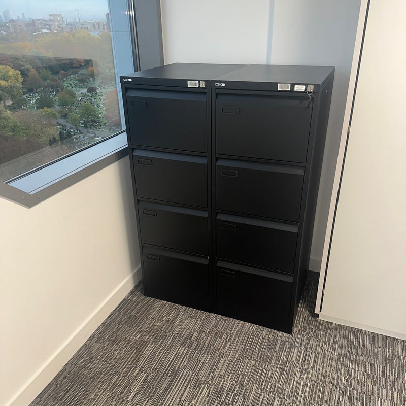 Used Black 4 Draw Steel Filing Cabinet