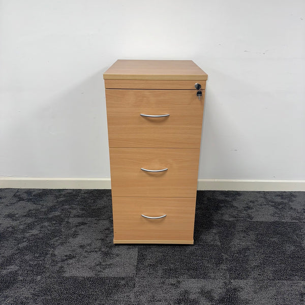 Used Beech 3 Draw Filing Cabinet