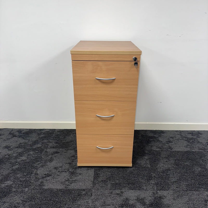Used Beech 3 Draw Filing Cabinet