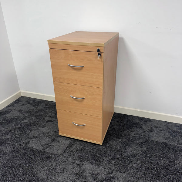 Used Beech 3 Draw Filing Cabinet