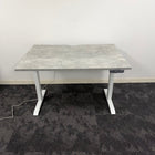 Used Single Motor Electric Desk with White Frame and Concrete Top