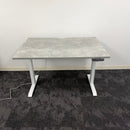 Used Single Motor Electric Desk with White Frame and Concrete Top