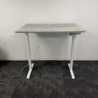 Used Single Motor Electric Desk with White Frame and Concrete Top