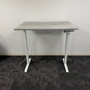 Used Single Motor Electric Desk with White Frame and Concrete Top