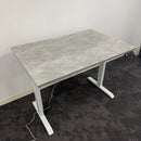 Used Single Motor Electric Desk with White Frame and Concrete Top