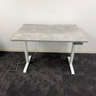 Used Single Motor Electric Desk with White Frame and Concrete Top