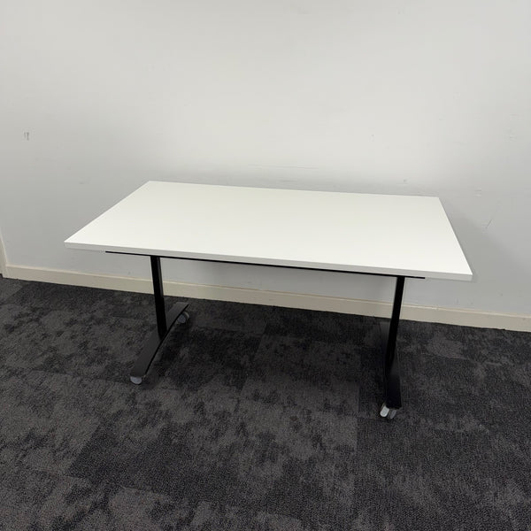 Used White Fliptop Table with Black Frame