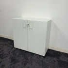 Used White Desk High Cupboard with Shelf and Key