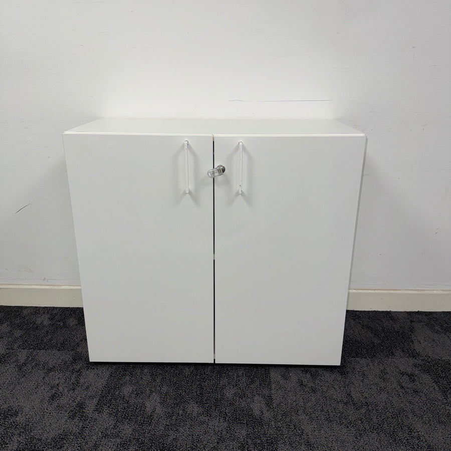 Used White Desk High Cupboard with Shelf and Key