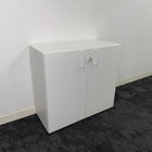 Used White Desk High Cupboard with Shelf and Key