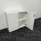 Used White Desk High Cupboard with Shelf and Key