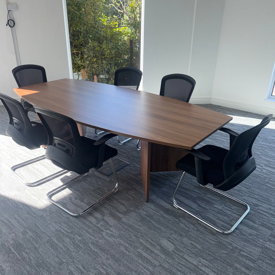 Used Sven Walnut Meeting Table with 6 Mesh Chairs
