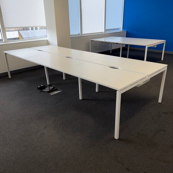 Used White Nova Bench Desk 1200x700 with Cable Tray