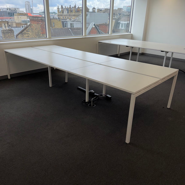 Used Nova White Bench Desks with Cable Tray - 1200x700