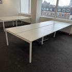 Used Nova White Bench Desks with Cable Tray - 1200x700