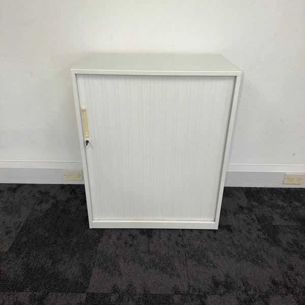 Used White Tambour Cupboard 980 High