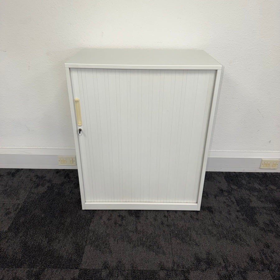 Used White Tambour Cupboard 980 High