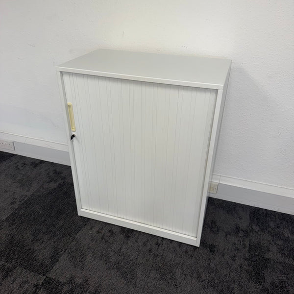 Used White Tambour Cupboard 980 High