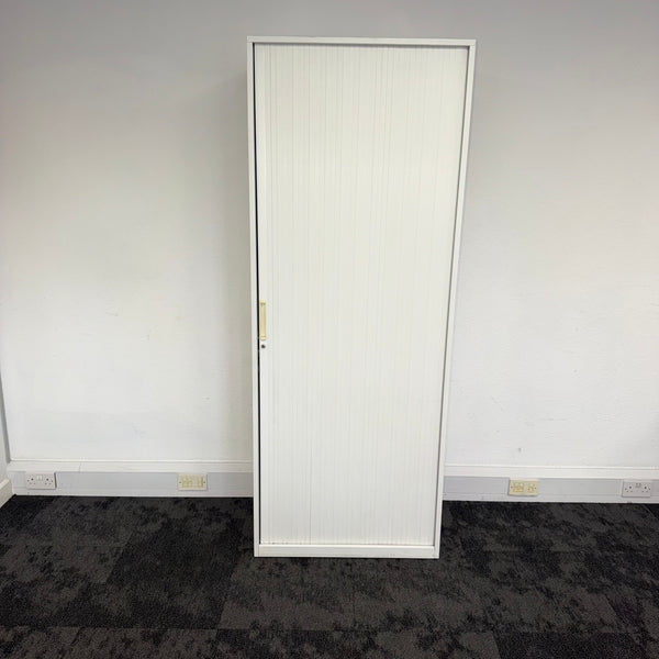 Used White Tambour Cupboard 2070 High
