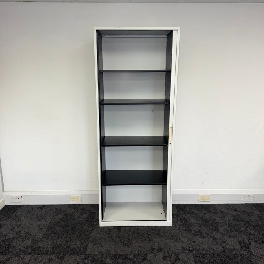 Used White Tambour Cupboard 2070 High