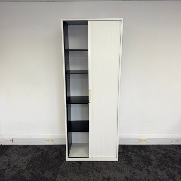 Used White Tambour Cupboard 2070 High
