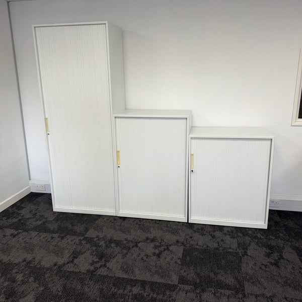 Used White Tambour Cupboard 1180 High