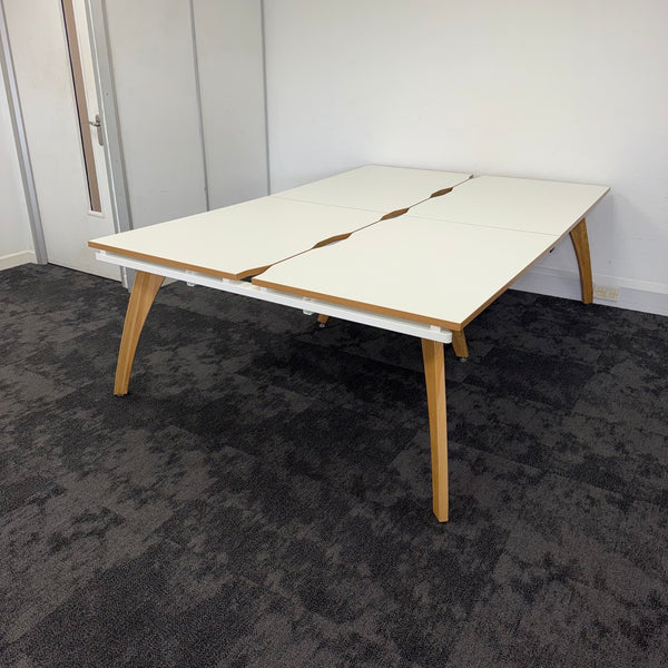 Used White Bench Desk with Cable Tray 1200x800