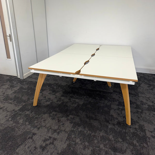 Used White Bench Desk with Cable Tray 1200x800